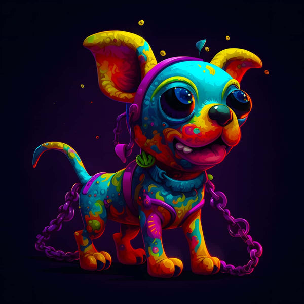 Neonwelpe AB Diamond Painting Kit - Colorful Puppy Artwork with Sparkling Acrylic Diamonds