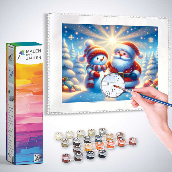 Malen nach Zahlen - Schneemann und Weihnachtsmann