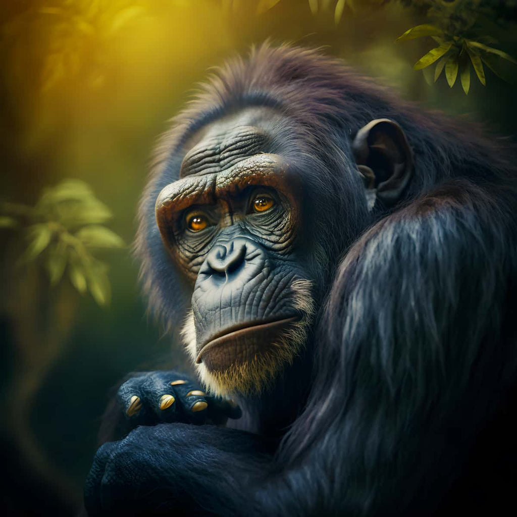 Malen nach Zahlen - Schimpanse seitlich - hochwertige Leinwand - 170523, Affe, Neu eingetroffen, Quadratisch, Tiere