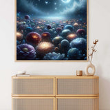 Malen nach Zahlen - Mondnacht im Zauberwald Gemälde mit einer magischen nächtlichen Waldszene auf einem Sideboard, ideales DIY Kunstset