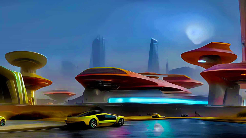 Malen nach Zahlen - Futurezone - hochwertige Leinwand - Auto, Fantasy, Horizontal, Zukunft