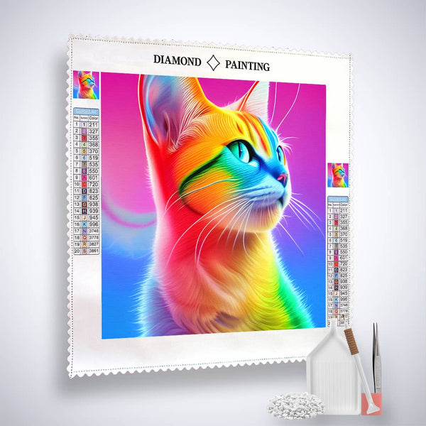 Diamond Painting Regenbogenkätzchen mit bunten Katzenmotiv und Zubehör, kostenloser Versand, Sale bis zu 60% bei Diamond Painting.de