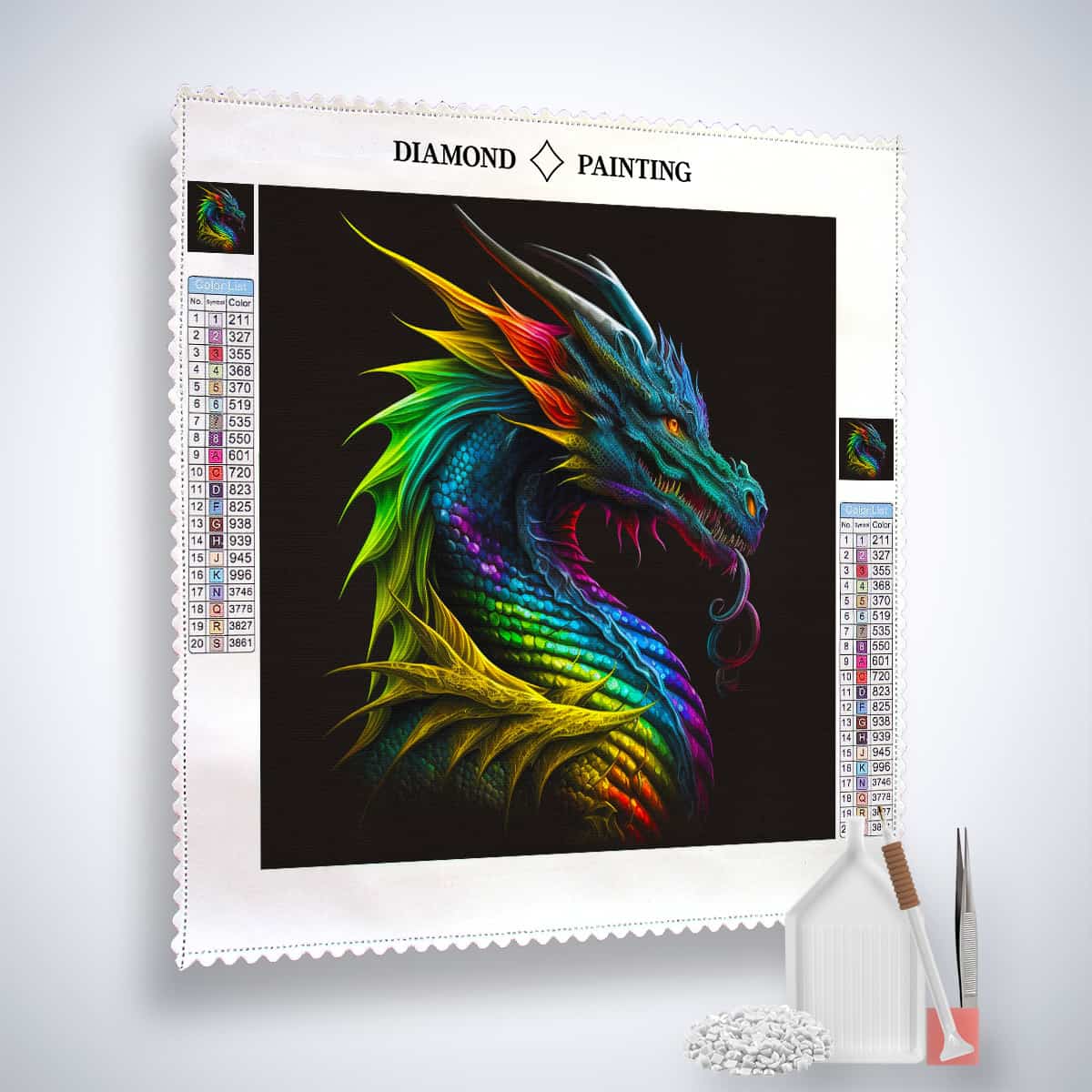 Diamond Painting Kit - Vibrant Dragon Design with Tools Included