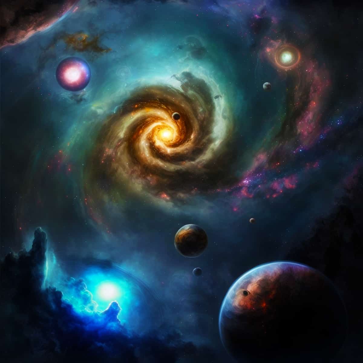 Sternbildermagie Diamond Painting Kit - Cosmic Swirl and Planets Artwork with Shimmering Acryl Diamonds