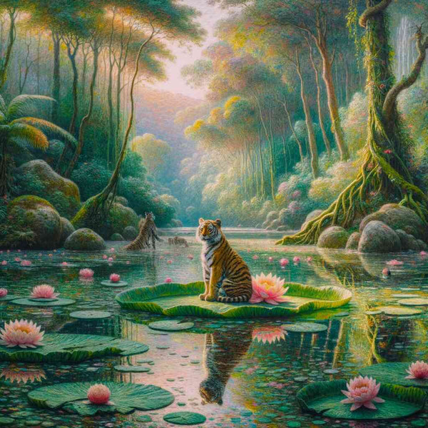 Malen nach Zahlen - Kleiner Tiger, Seerose