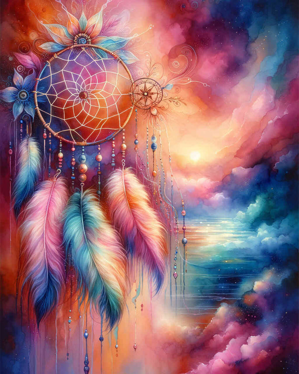 Malen nach Zahlen - Traumfänger Federn