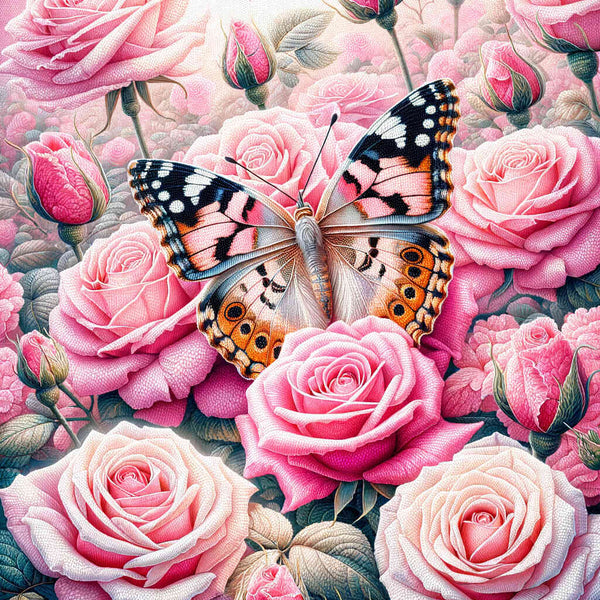 Malen nach Zahlen - Rosa Rosenschmetterling