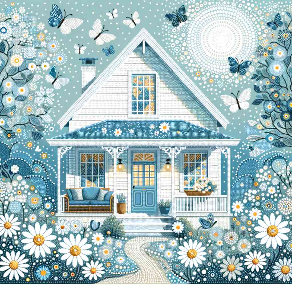 Malen nach Zahlen - Home sweet Home, blau und weiß