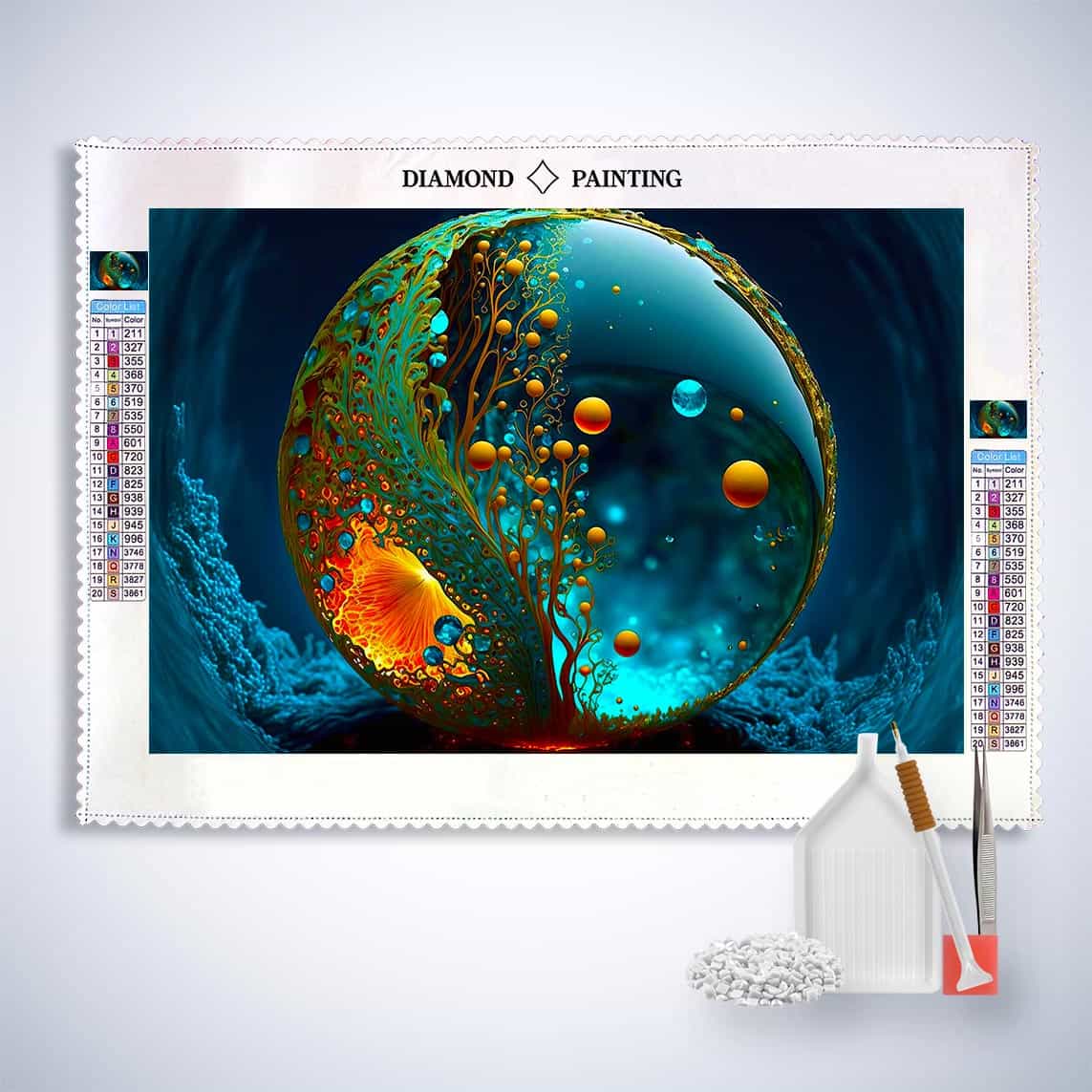 Diamond Painting Tropfen Welt Komplettset mit Zubehör, höchste Qualität, Trusted Shops zertifiziert, sicheres Bezahlen per Paypal