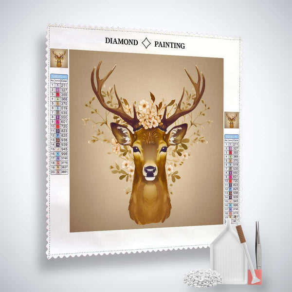 AB Diamond Painting Kit - Hirschprofil, Kunst Leinwand mit veredelten Acryl Diamonds, Künstler-Pinzette und Profi Setzstift.