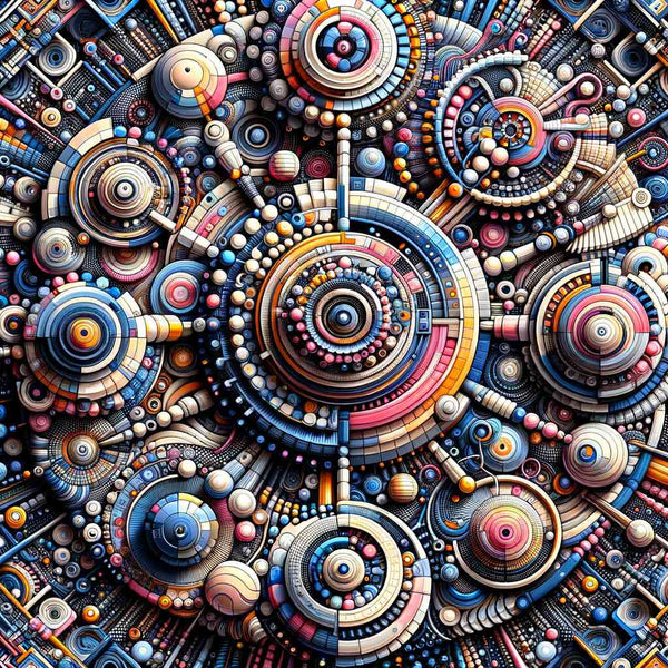 Vibrant and detailed cosmic kaleidoscope painting by numbers, featuring intricate geometric designs in multicolored patterns.