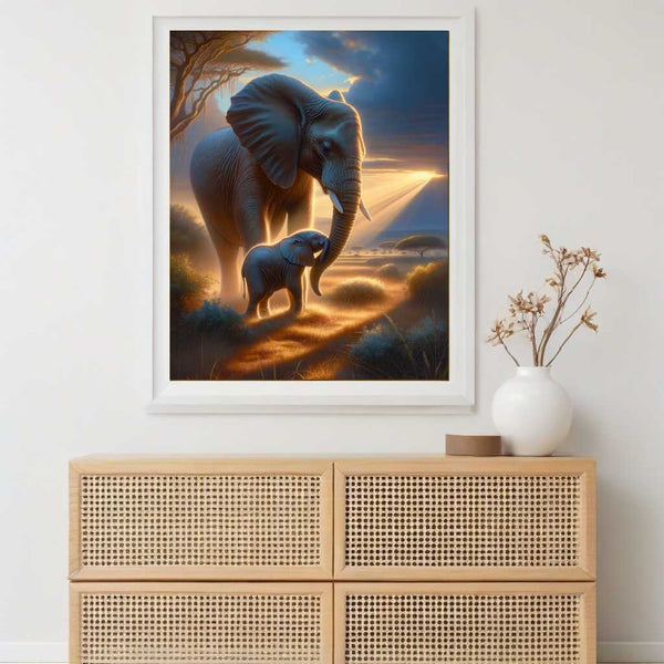 Malen nach Zahlen - Elefant Mutter und Kalb