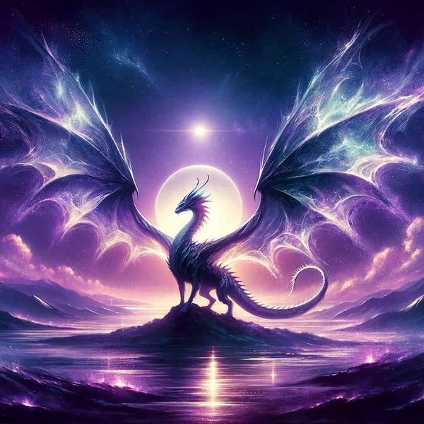 Malen nach Zahlen - Drache, lila Himmel