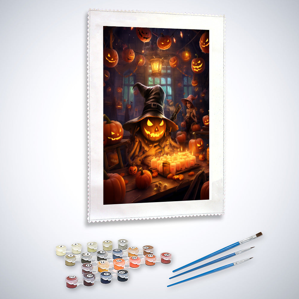 Malen nach Zahlen - Happy Halloween, Kürbis und Fledermaus
