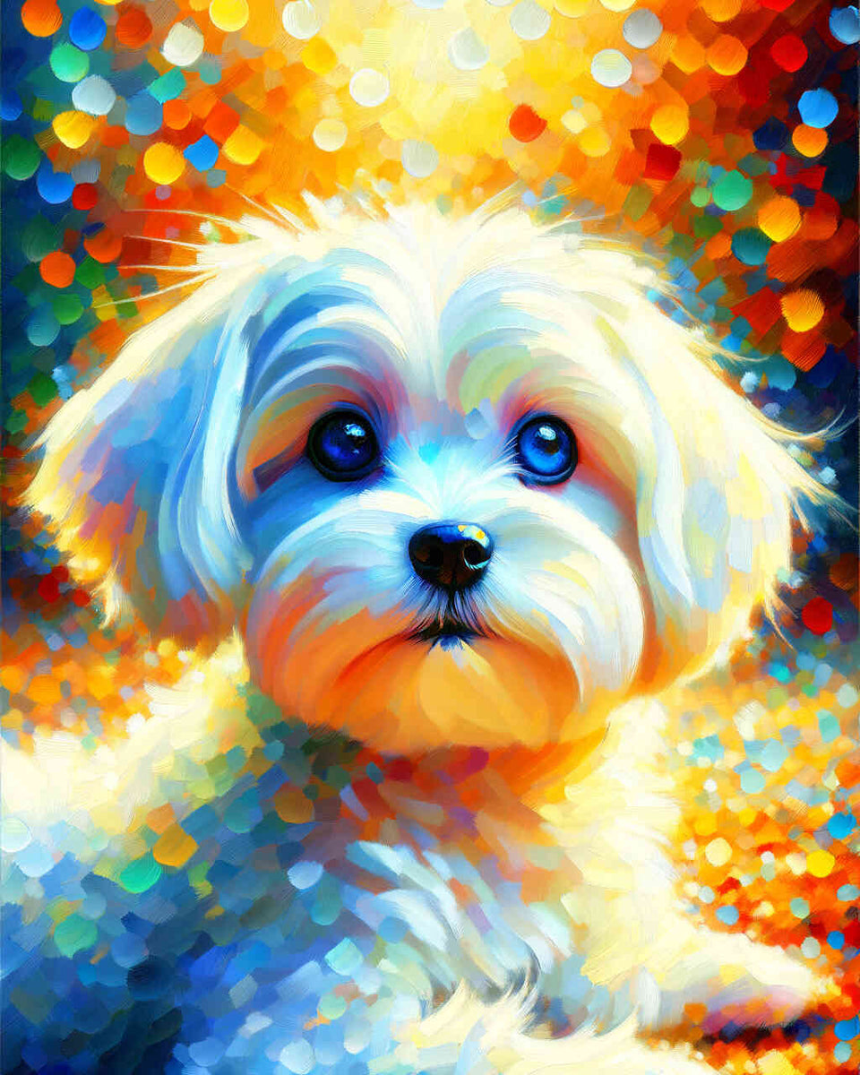 Malteser, Weißer Hund – Malen nach Zahlen