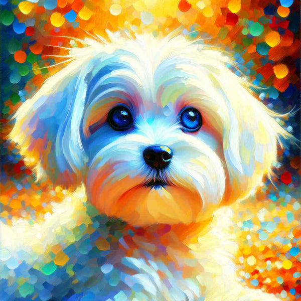 Malteser, Weißer Hund – Malen nach Zahlen