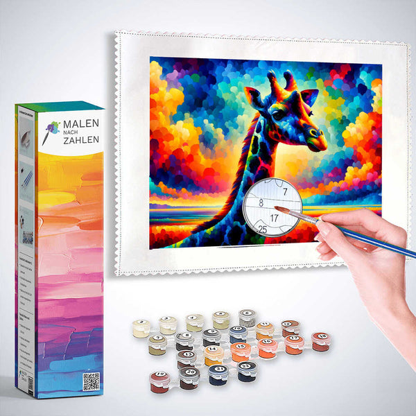 Malen nach Zahlen - Giraffe, bunt und abstrakt