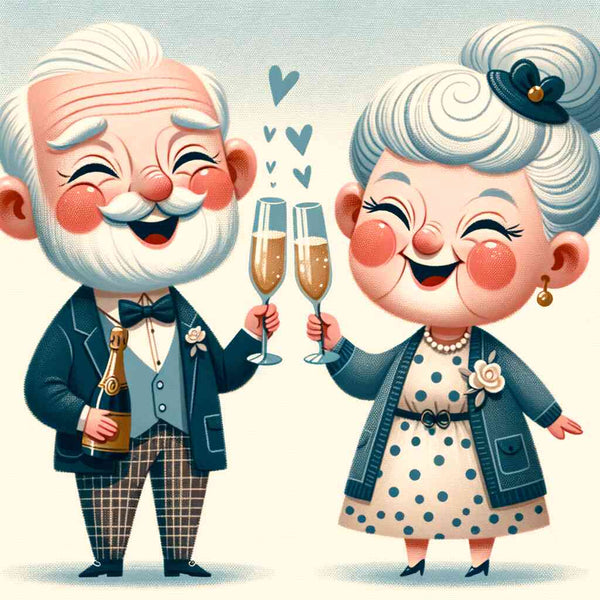 Malen nach Zahlen - Opa und Oma mit Glas