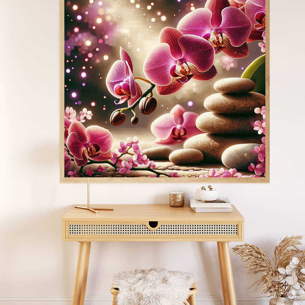 Malen nach Zahlen - Pinke Orchidee Steine