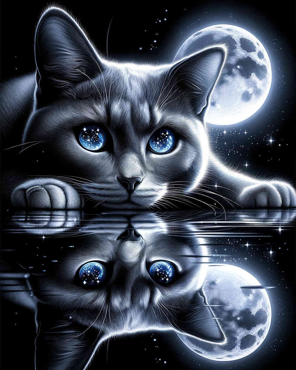 Malen nach Zahlen - Katze Spiegelbild