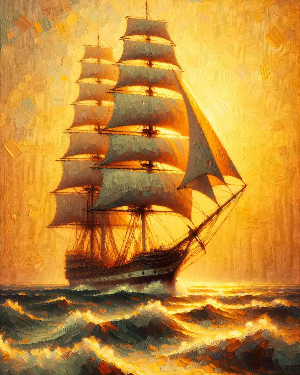 Malen nach Zahlen - Segelboot im Sonnenlicht