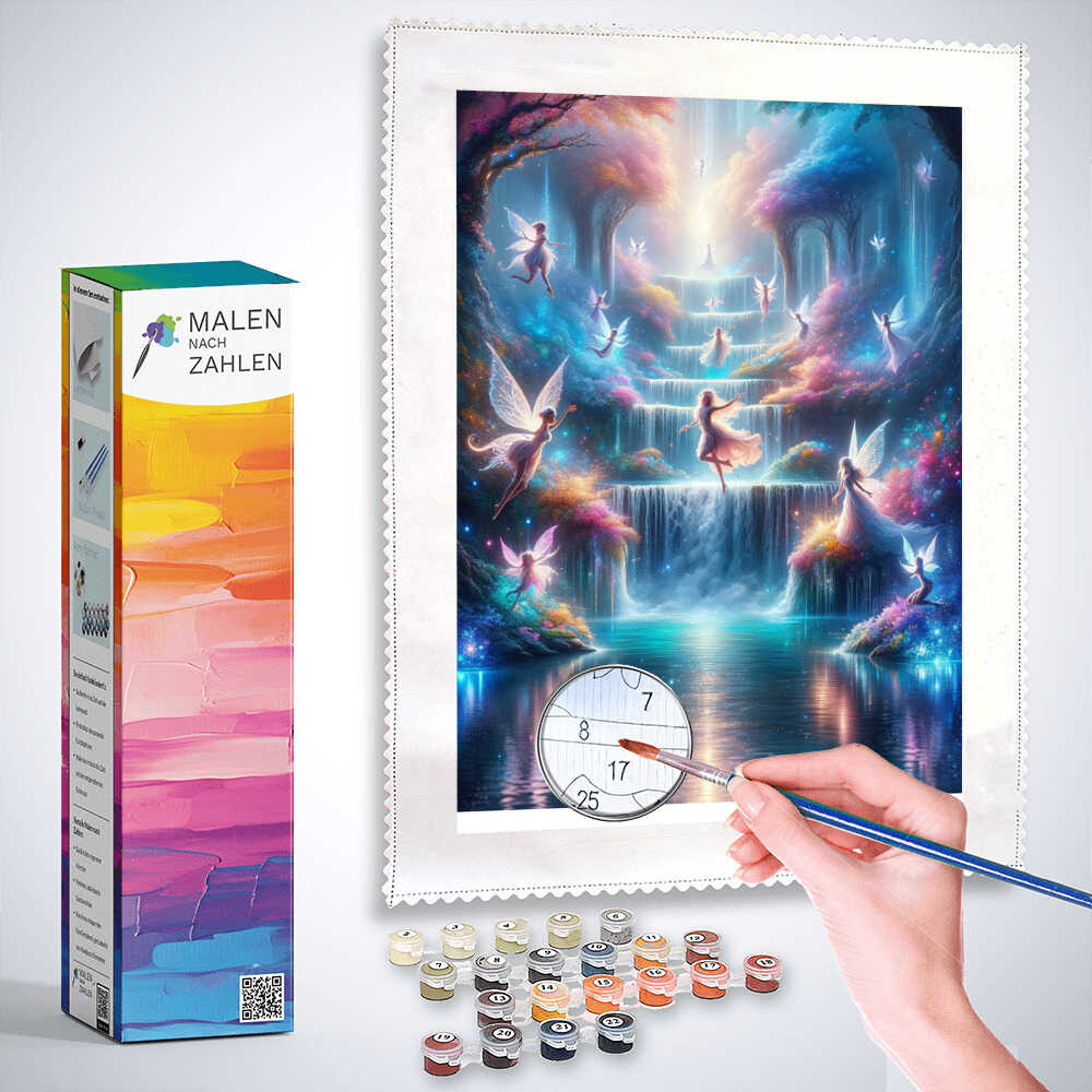 Malen nach Zahlen - Märchenwelt Wasserfall