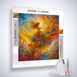 Diamond Painting Kit Flüsternde Bäche with vibrant colors, professional canvas, acrylic diamonds, artist tweezers, and pro setting tools