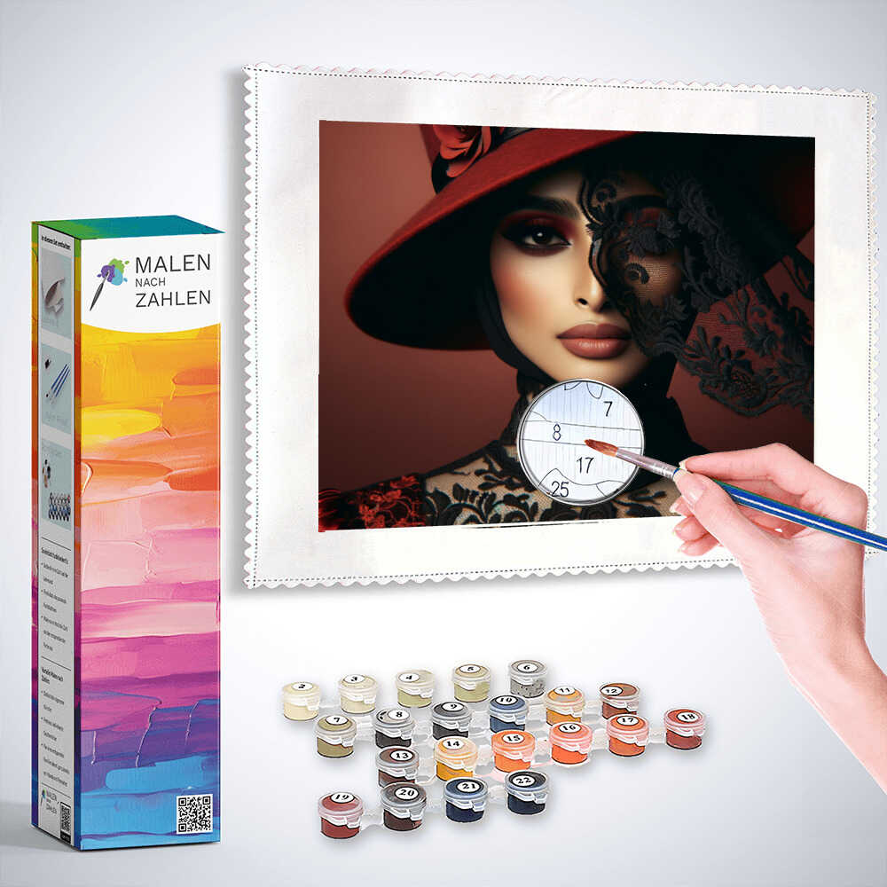 Malen nach Zahlen - Hut und Frau