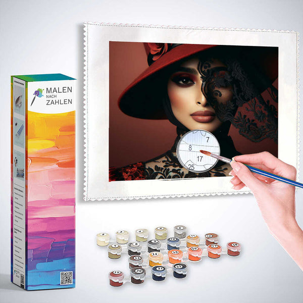 Malen nach Zahlen - Hut und Frau