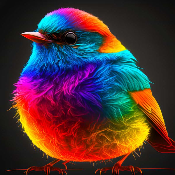 Neon Wellensittig Vogel in leuchtenden Farben - Diamond Painting Kunstwerk