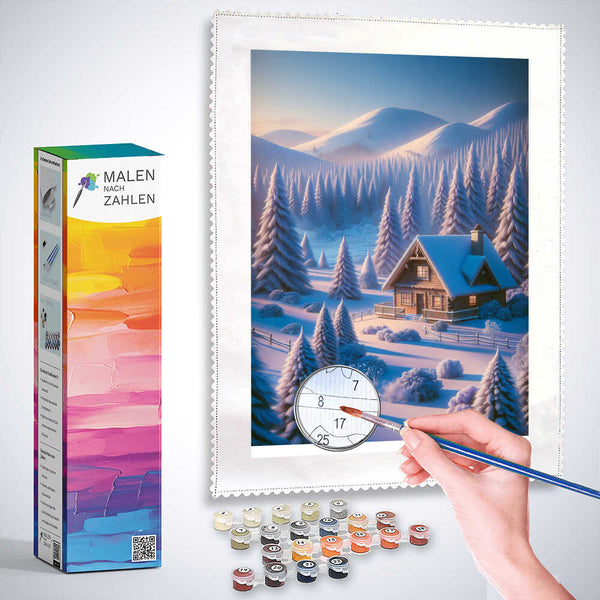 Malen nach Zahlen - Hütte im Winterland