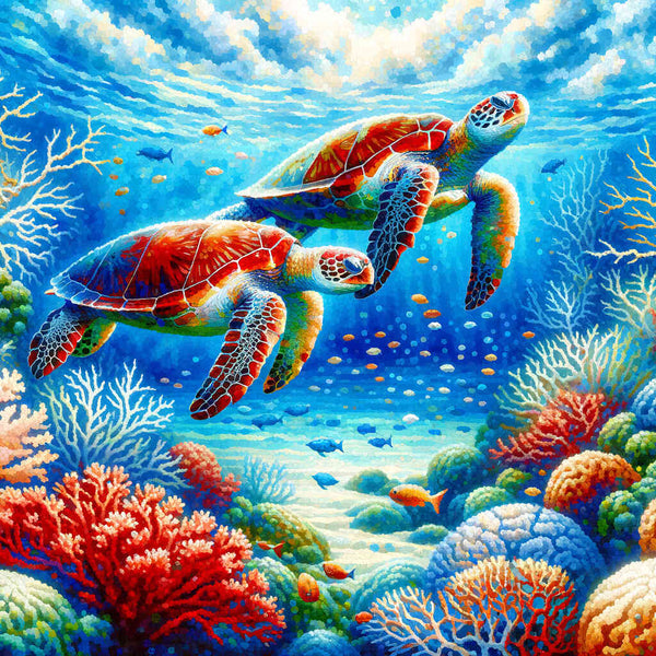 Malen nach Zahlen - Schildkröten Liebe