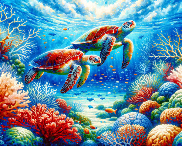 Malen nach Zahlen - Schildkröten Liebe