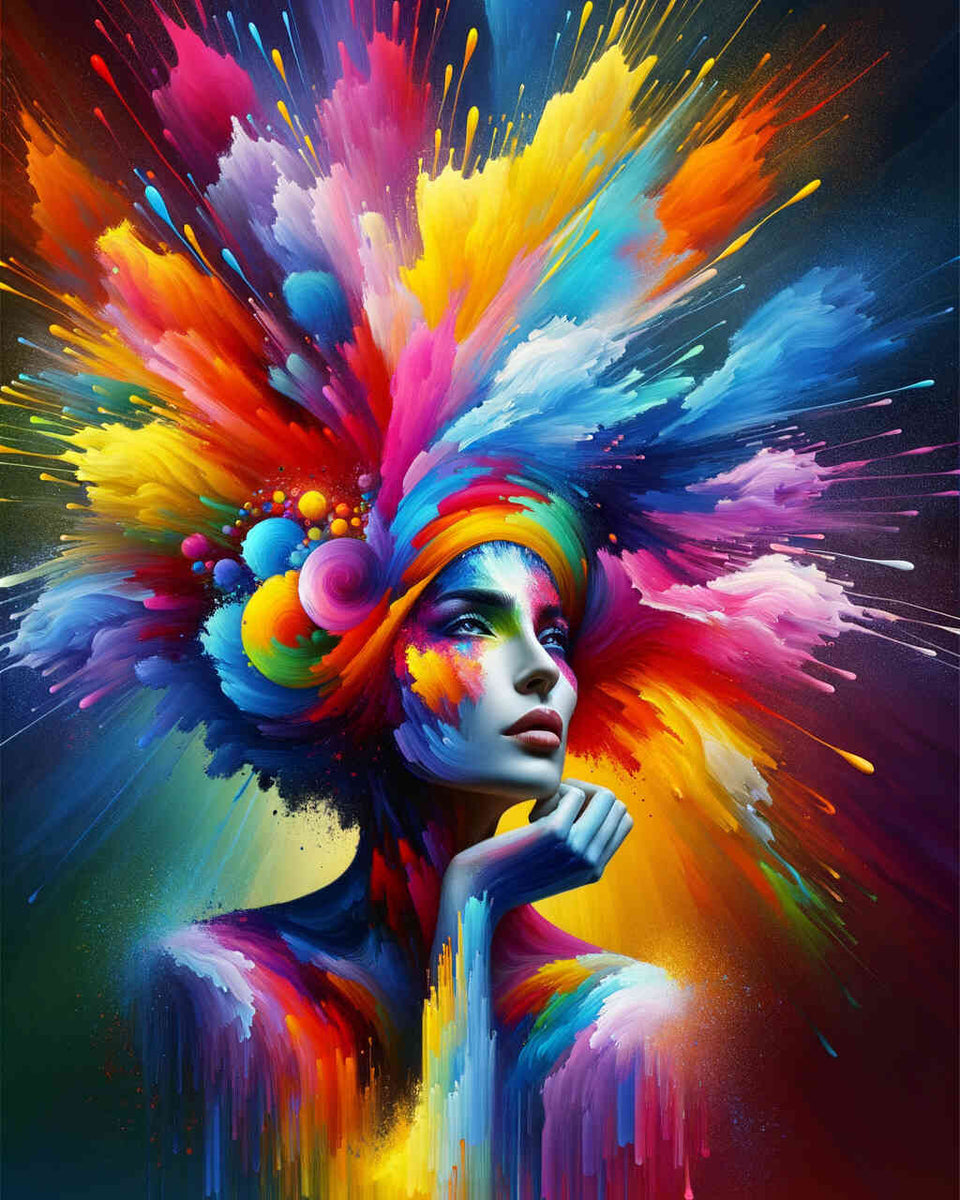 Frau mit buntem Turban – Malen nach Zahlen