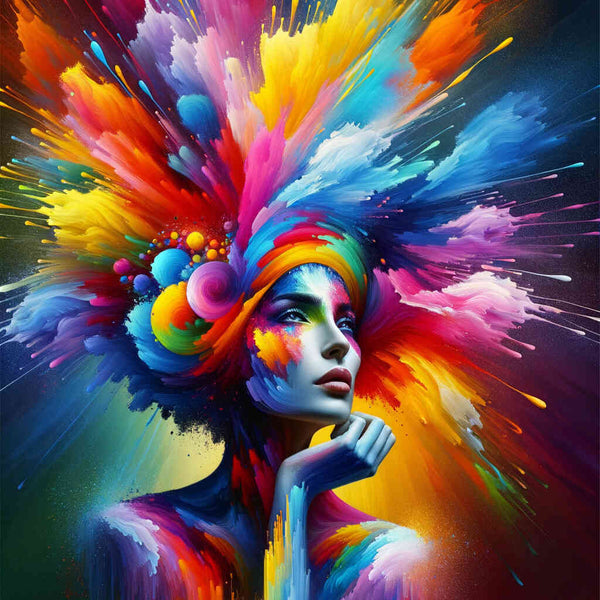 Frau mit buntem Turban – Malen nach Zahlen
