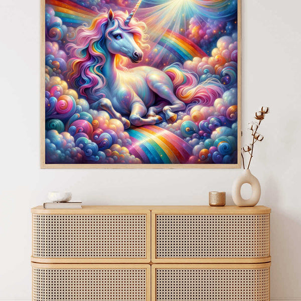 Malen nach Zahlen - Einhorn vor Regenbogen