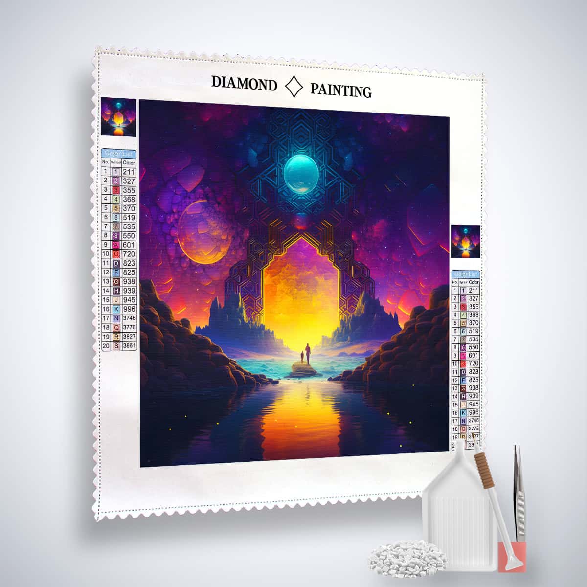 Diamond Painting Kit "Vater und Kind" - Leuchtendes Motiv mit Acryl Diamonds, Profi-Leinwand, Setzstift und Pinzette