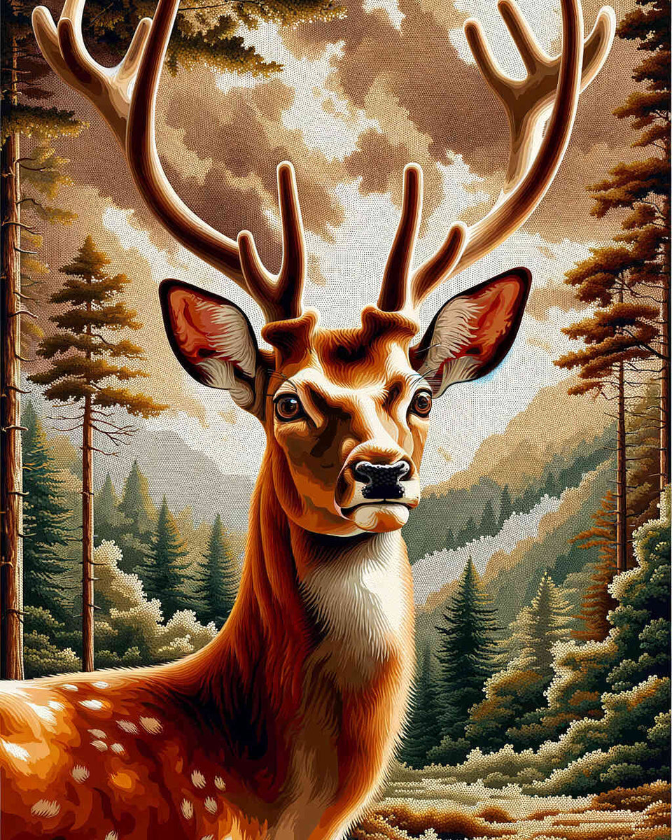 Hirsch in Brauntönen – Malen nach Zahlen