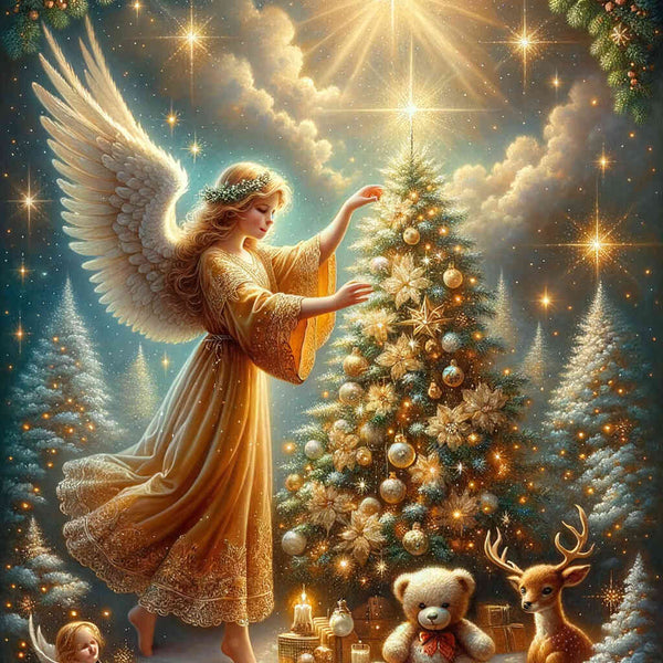 Malen nach Zahlen - Engel schmückt Weihnachtsbaum