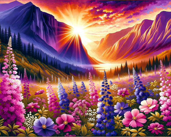 Malen nach Zahlen - Blumenwiese der Berge