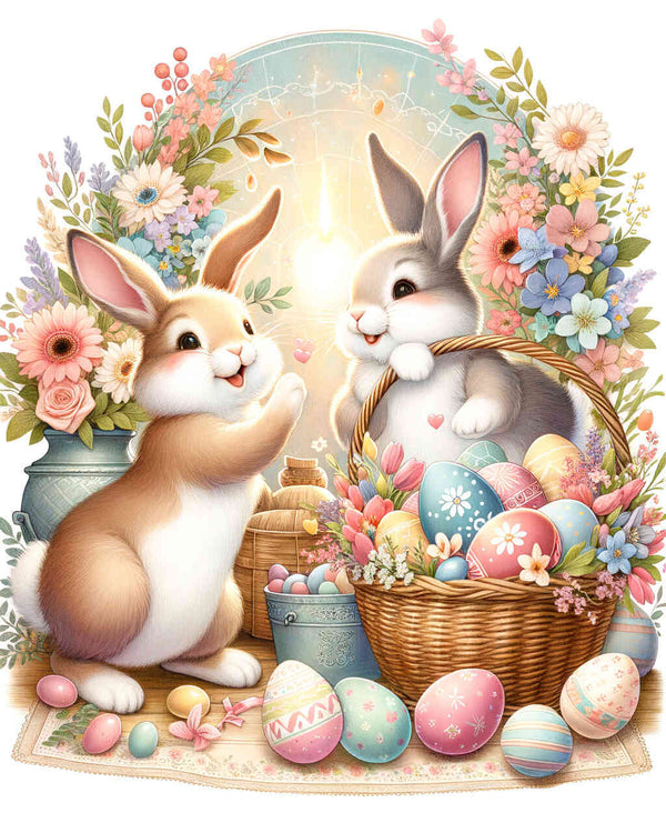 Malen nach Zahlen - Osterhäschen mit Ostereiern