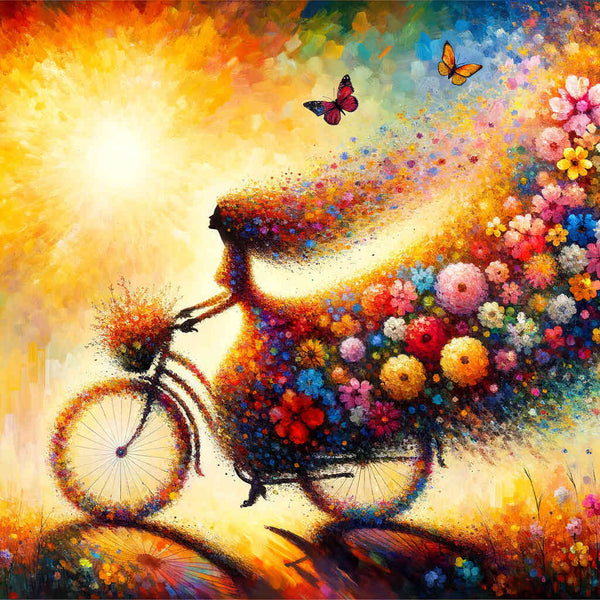 Frau auf Fahrrad – Malen nach Zahlen