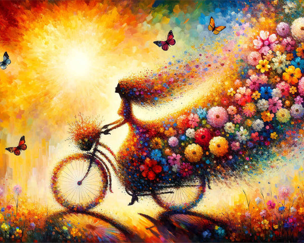 Frau auf Fahrrad – Malen nach Zahlen