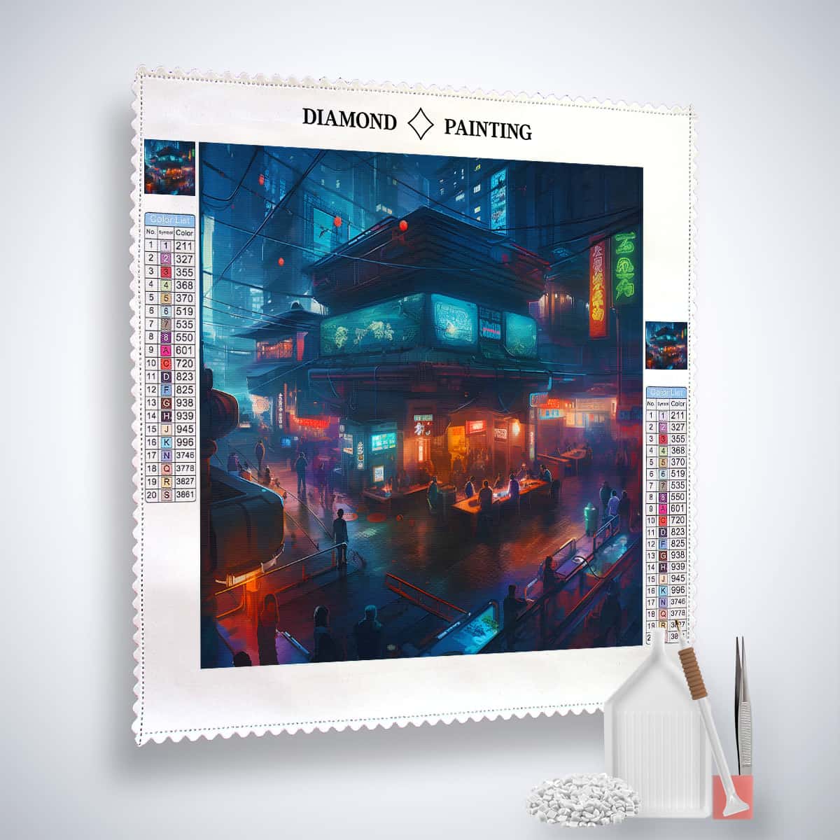 Diamond Painting Kneipe Futuristisch Kit - Complete Set with Canvas, Acrylic Diamonds, Tweezers, and Professional Stylus