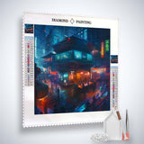 Diamond Painting Kneipe Futuristisch Kit - Complete Set with Canvas, Acrylic Diamonds, Tweezers, and Professional Stylus