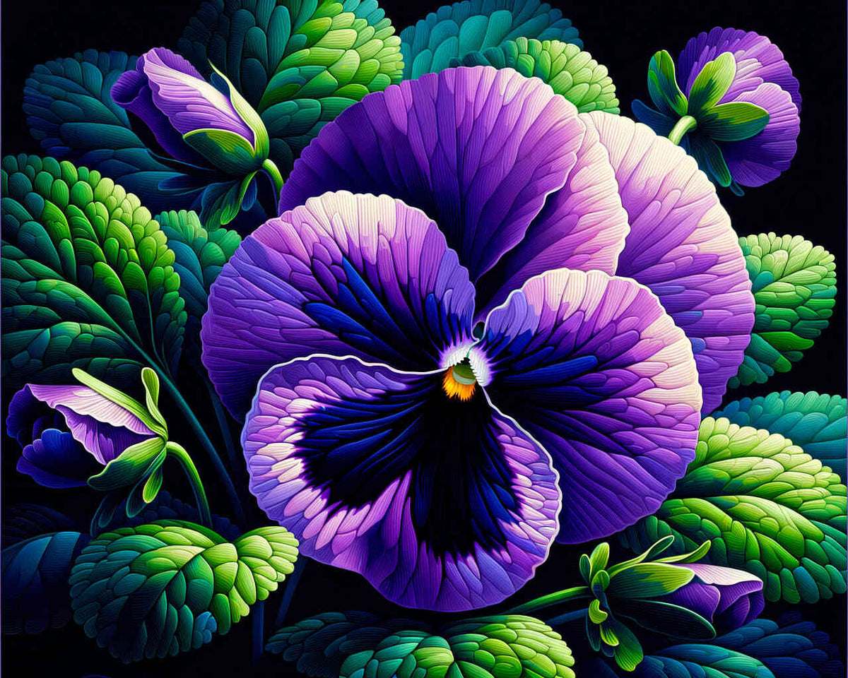 Malen nach Zahlen - Stiefmütterchen in lila