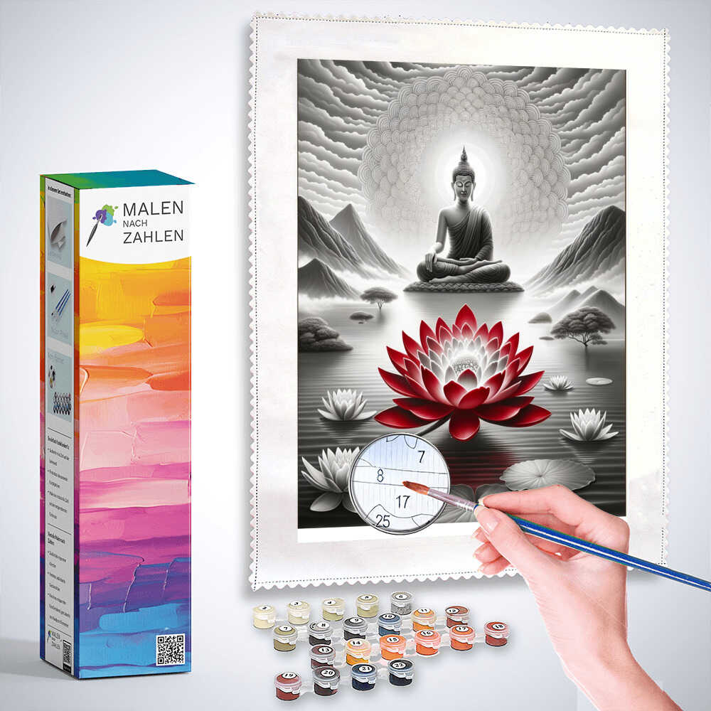 Malen nach Zahlen - Buddha mit roter Blume