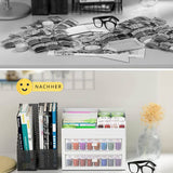 Comparison of a cluttered workspace before and an organized workspace after using a diamond painting storage box.