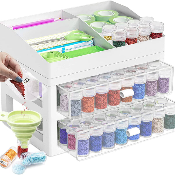 Diamond Painting Aufbewahrungsbox Exklusiv mit Acryl Diamonds, Setzstift und Pinzette, ideal zur Aufbewahrung aller Komponenten für DIY-Kunstprojekte