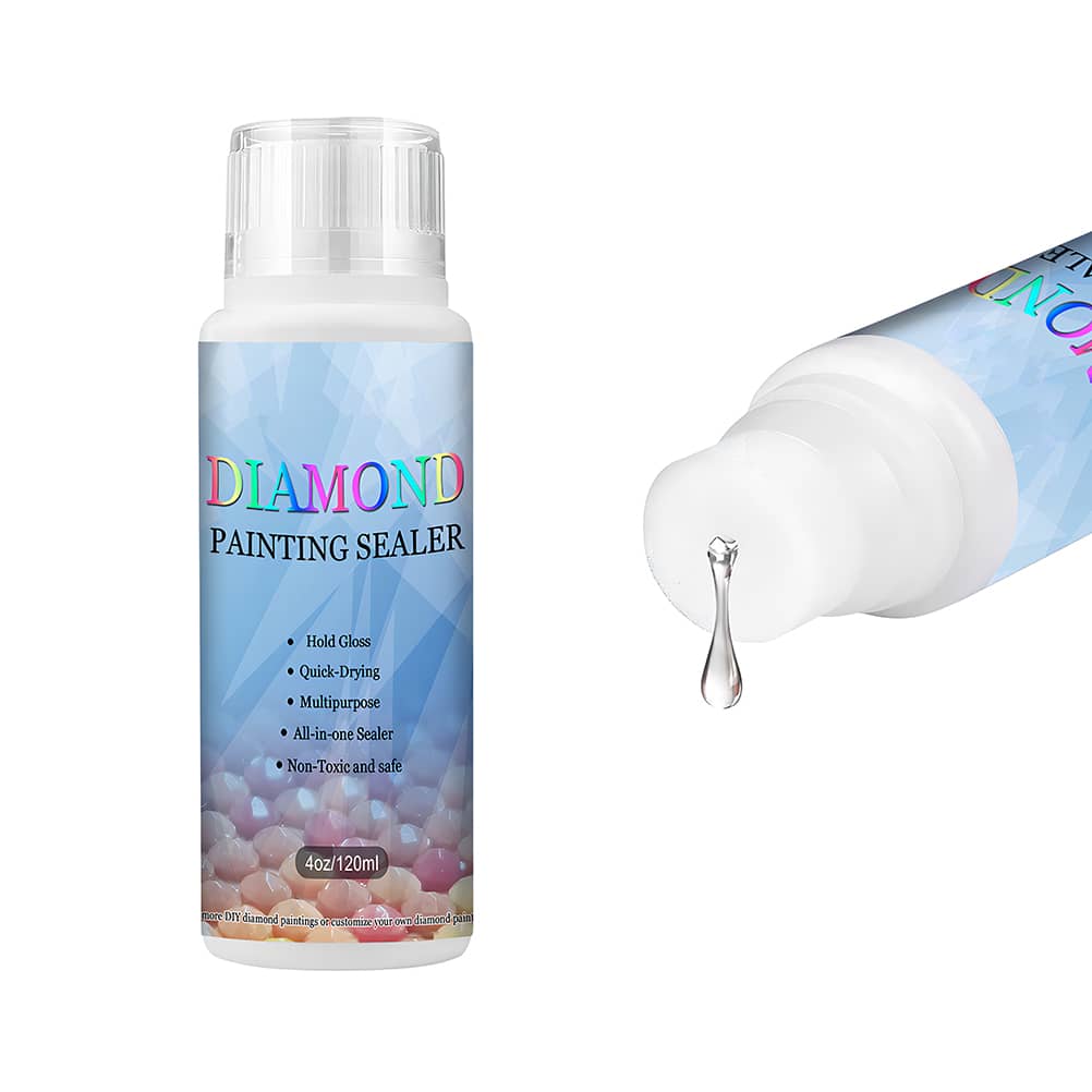 Diamond Painting Sealer Bottle 120ml - High Gloss, Quick-Drying, Multipurpose, Non-Toxic for Easy Diamond Painting Application and Protection.